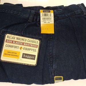 Haggar 42W x 30L Men's Expandable Waist Denim Jean